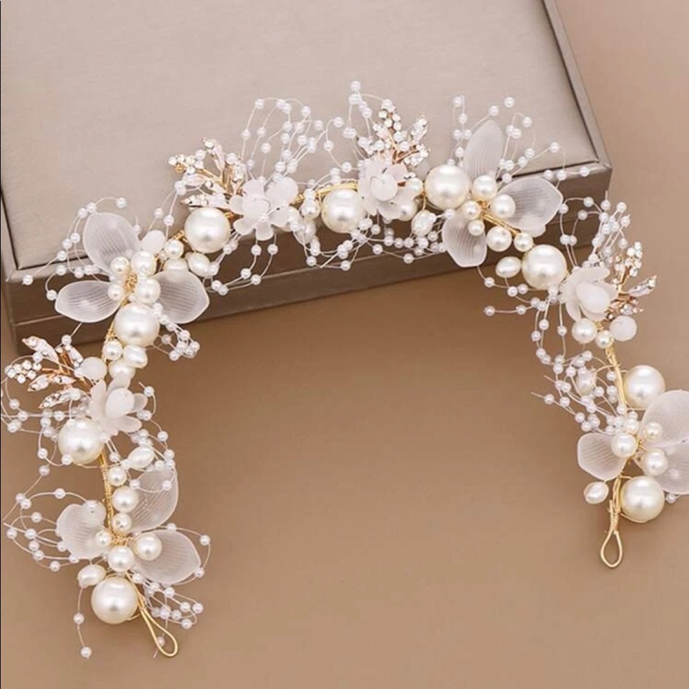Faux Pearl Gold Hair Accessory Clip Wedding Prom